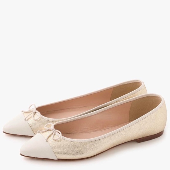 J.Crew Gemma Cap-toe Flats in Metallic Gold Sz 8.5 Gently Loved w/Box - Picture 5 of 12